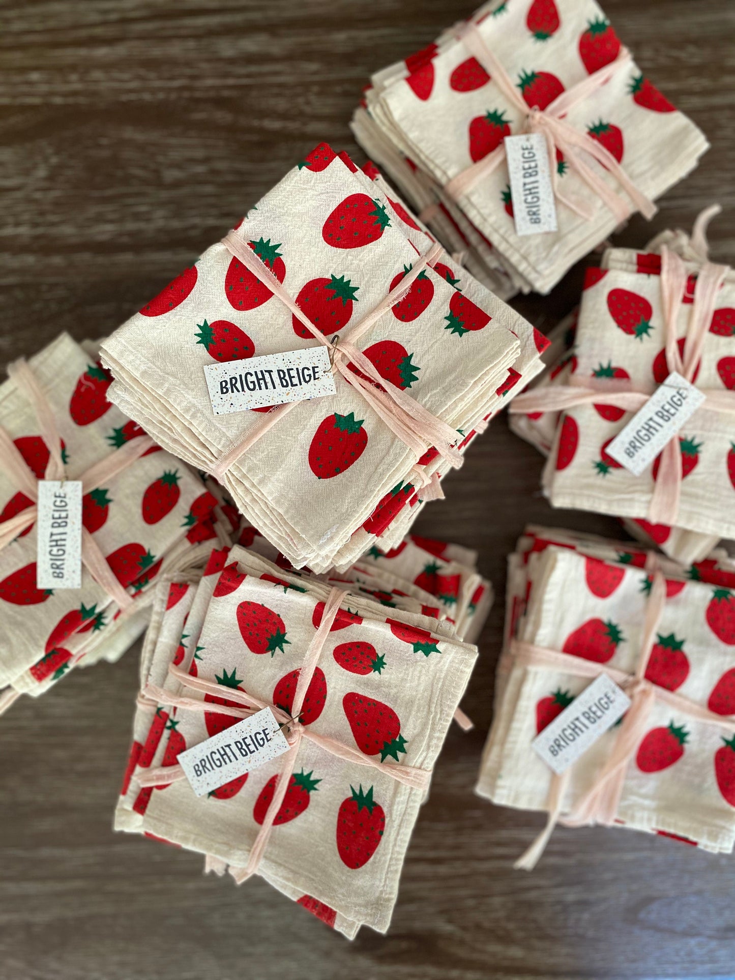 Strawberry Print Cloth Napkins — Set of 4
