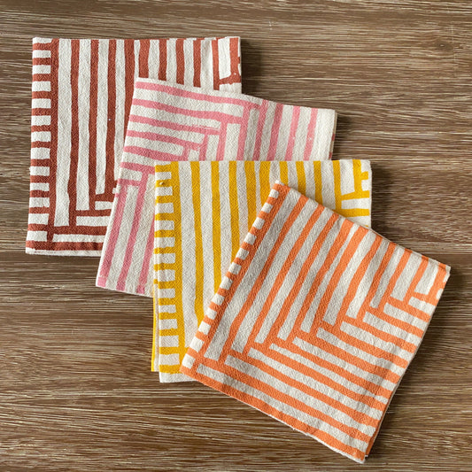 Golden Hour Painterly Stripe Cloth Napkins – Set of 4