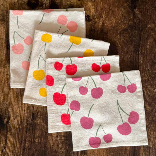 Cherry Print Cloth Napkins – Set of 4