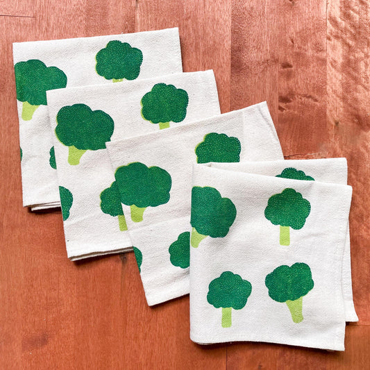 Broccoli Print Cloth Napkins – Set of 4