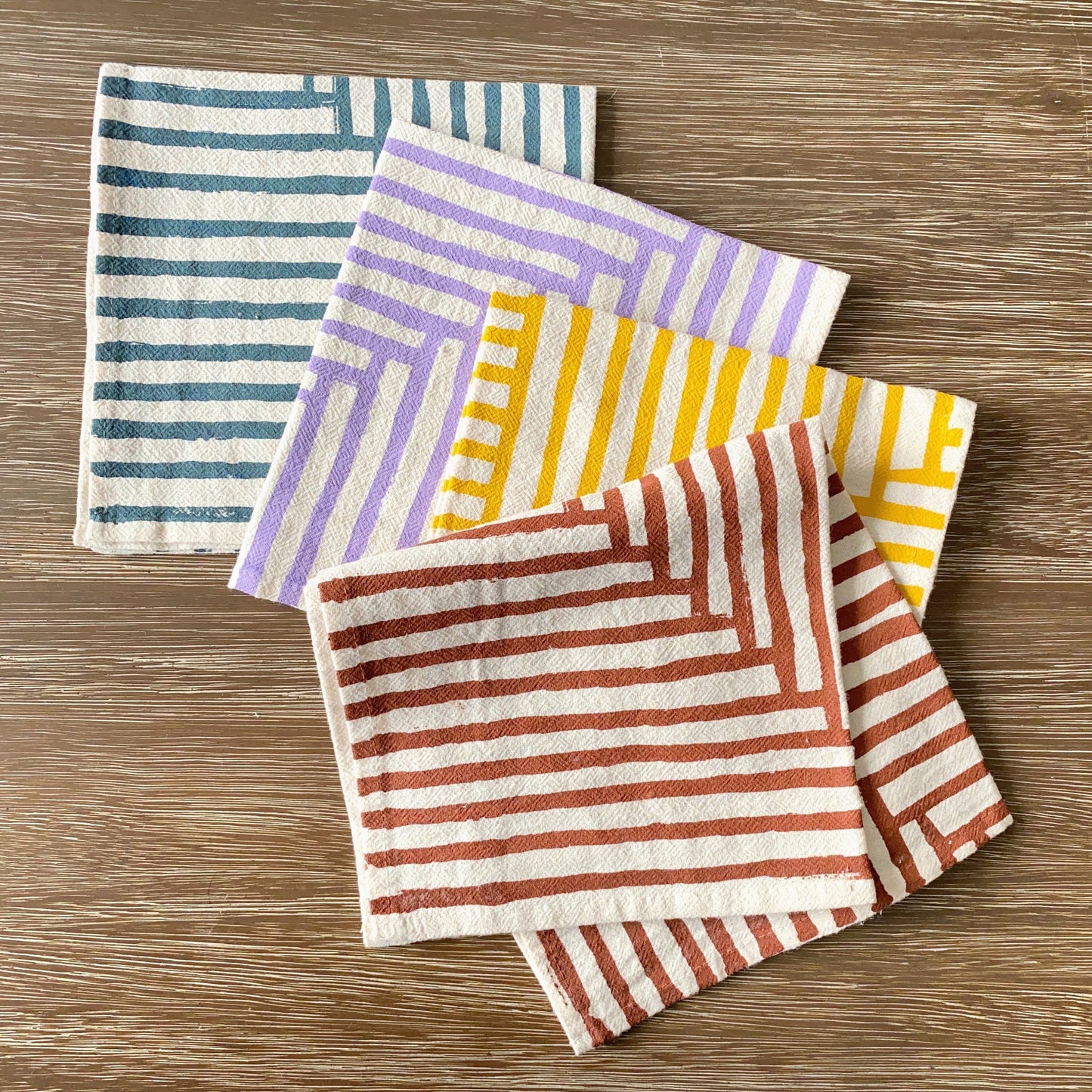 Golden Hour Painterly Stripe Cloth Napkins – Set of 4