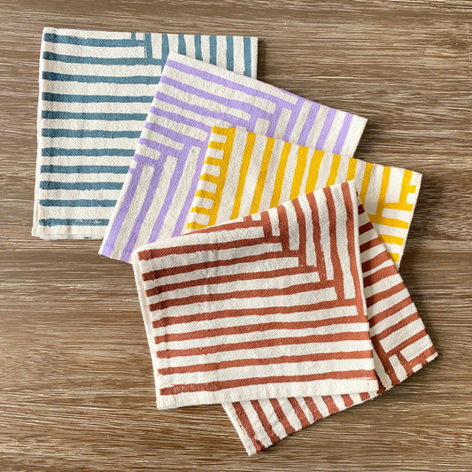 Golden Hour Painterly Stripe Cloth Napkins – Set of 4