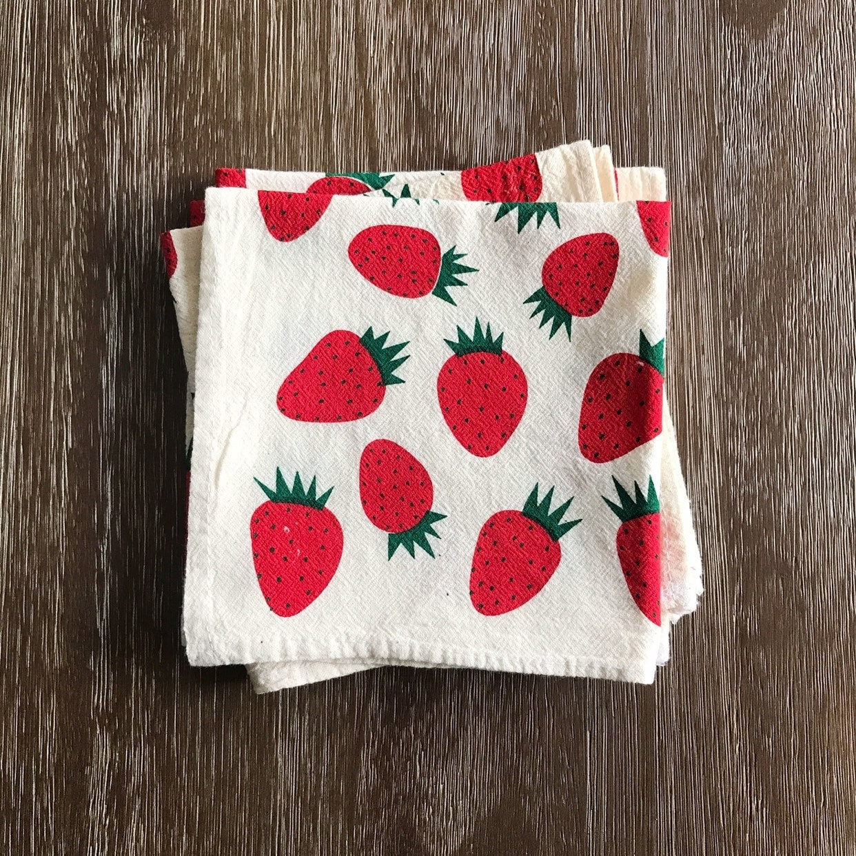 Strawberry Print Cloth Napkins — Set of 4