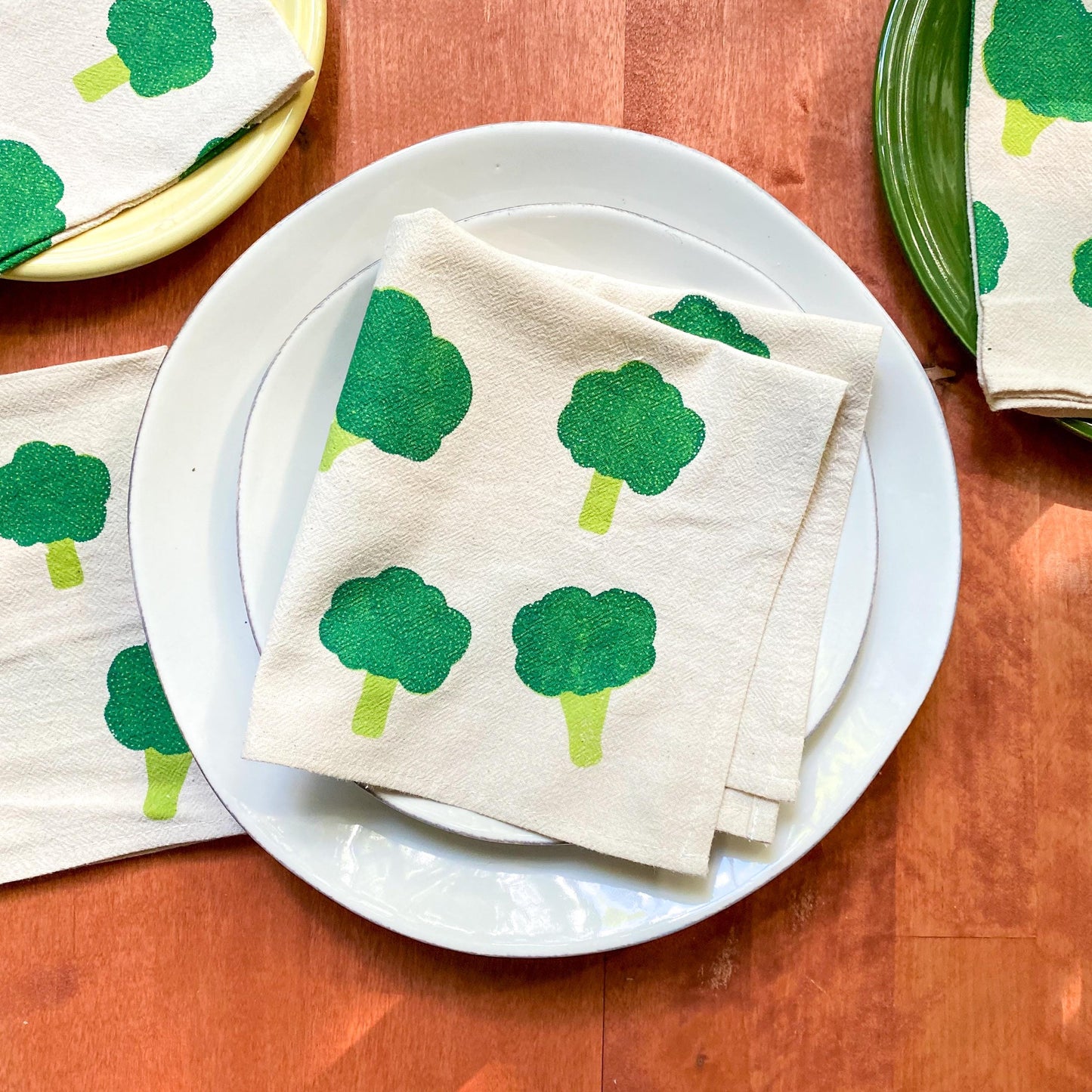 Broccoli Print Cloth Napkins – Set of 4