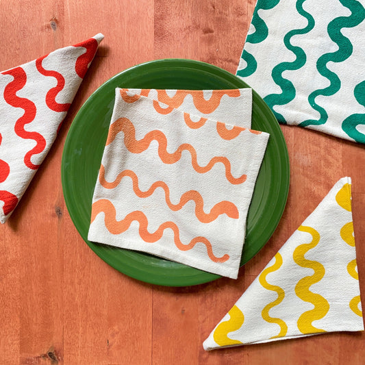 Mix and Match Wavy Stripe Cloth Napkins – Set of 4