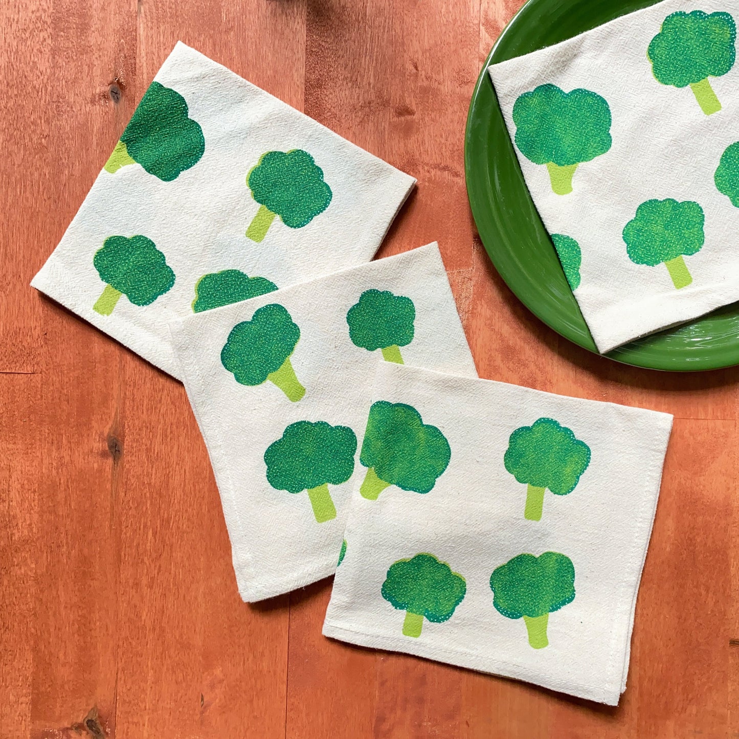 Broccoli Print Cloth Napkins – Set of 4