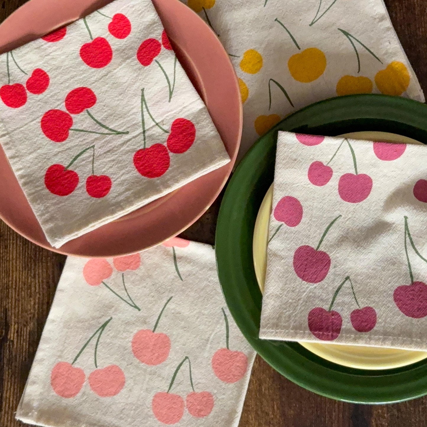 Cherry Print Cloth Napkins – Set of 4